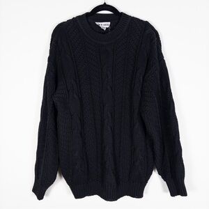 Vintage Black 100% Cotton Cable Knit Oversized Sweater